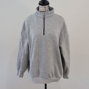 Trendy Queen Gray Half-Zip Women's Sweater